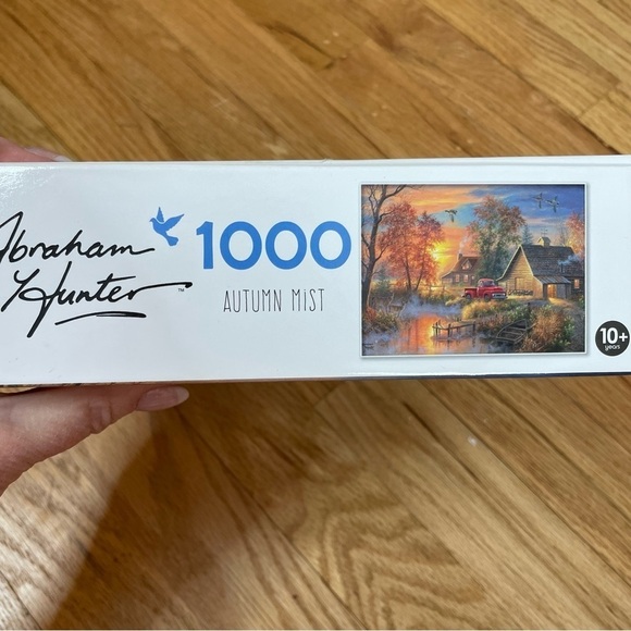 Buffalo 1000 piece jigsaw puzzle Abraham Hunter Autumn Mist lake cabin - Picture 2 of 3